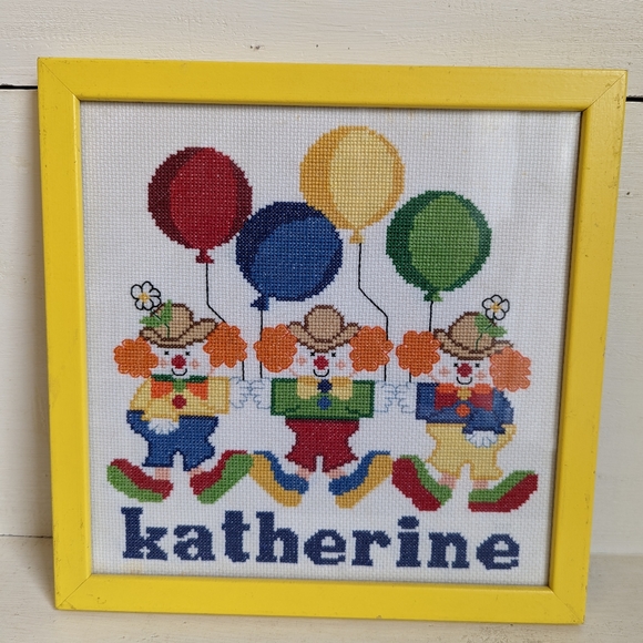 Handmade Other - VTG Katherine Clowns cross stitch